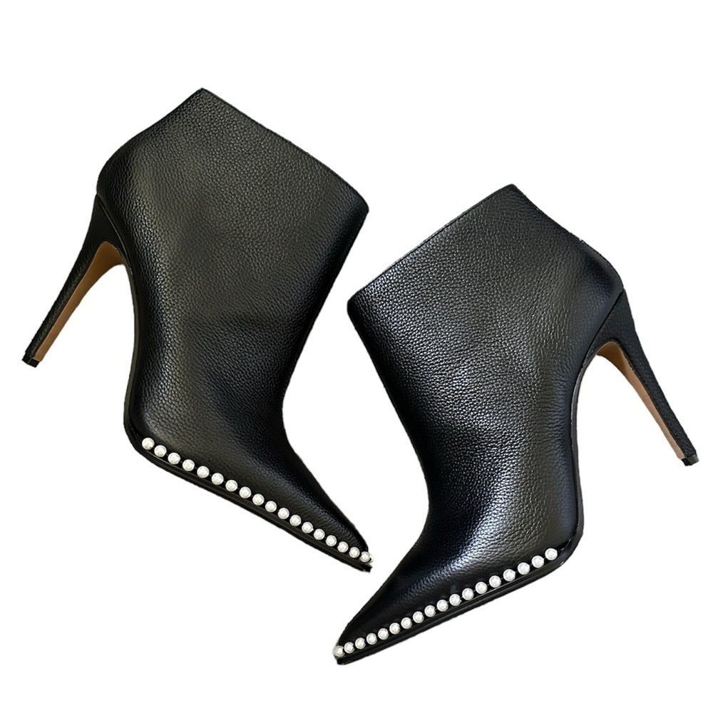 NWOB KARL LAGERFELD PARIS Cyron Leather Pearl Stiletto Booties 7
